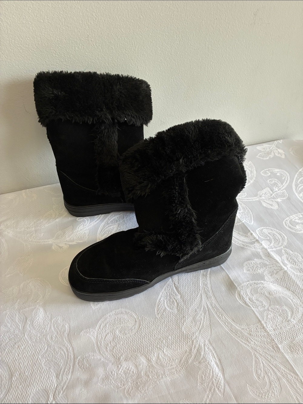 Style & Co. Black Faux Fur Winter Ankle Boots